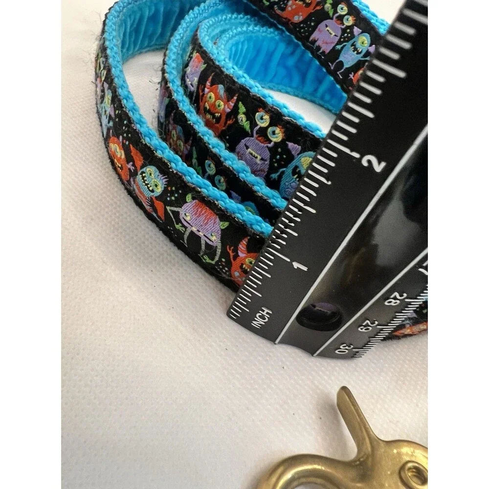 1” Monstro City Upgraded 6’ Elite Dog Leash Blue Velvet fun halloween monster